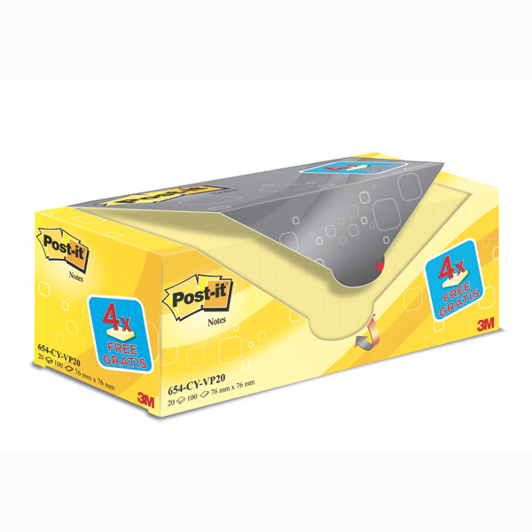 Value Pack 16 4 Blocco 100fg Post It Giallo Canary 76x76mm 72gr 654cy Vp20 654cy Vp20 4046719906437