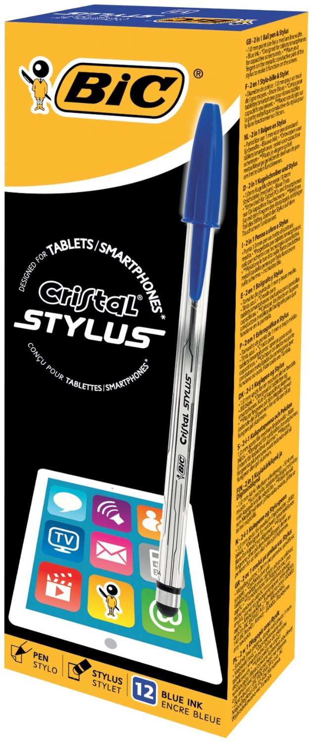 Scatola 12 Penna Sfera Cristal Stylus 1 0mm Blu Bic 926388 3086123379763