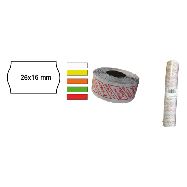 Pack 10 Rotoli 1000 Etich 26x16mm Onda Verde Perm Printex 2616sfp7ve 8034049917434