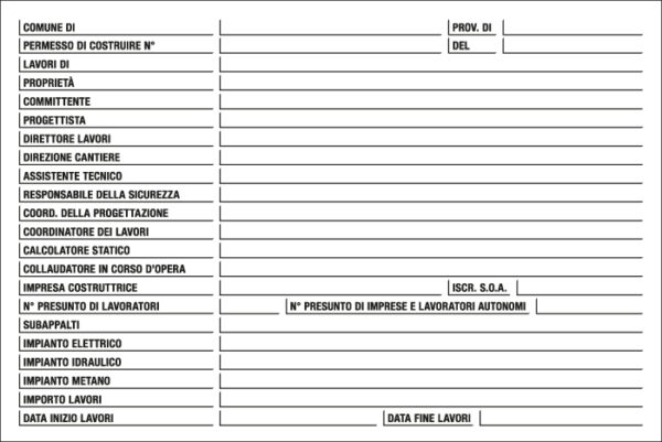 Cartello Polionda 67x100cm 39 Cantiere Specifiche Dei Lavori 39 Po7003 8769287003211