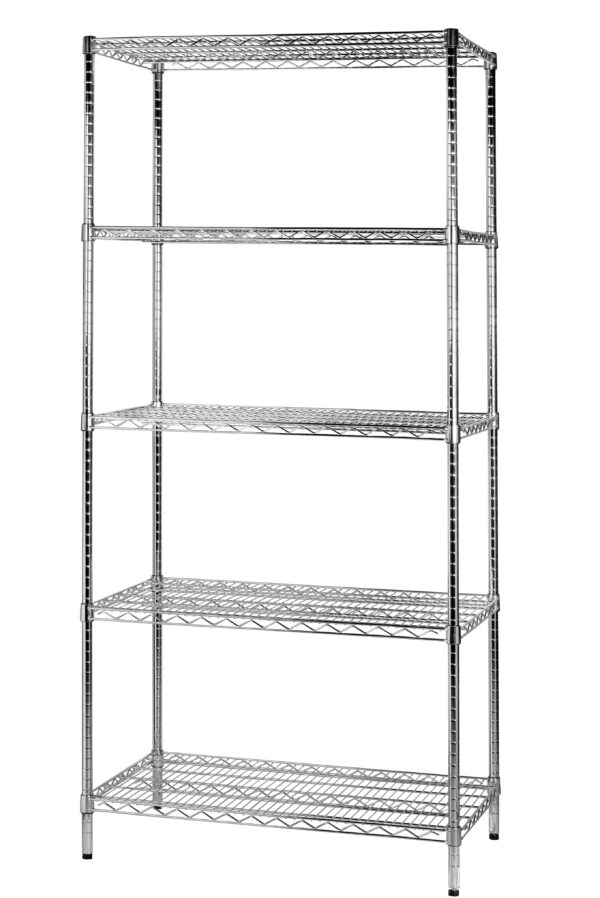 Scaffale 5 Ripiani in Acciaio Cromato 60x90cm H200cm Archimede Kit Robusto 5×609020 8032937536576