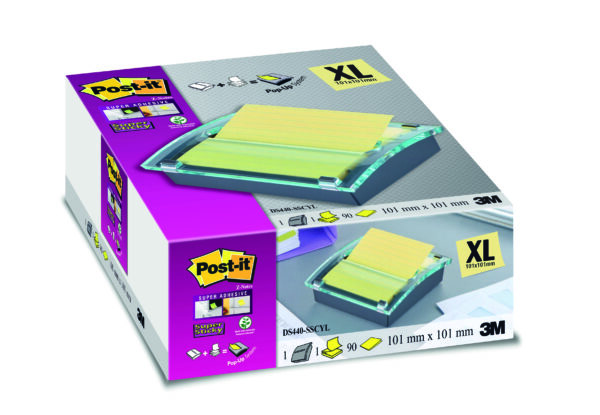 Dispenser 90foglietti Post It Super Sticky 101x101mm Righe Ds440 Sscyl Giallo C 4663 4891203055548