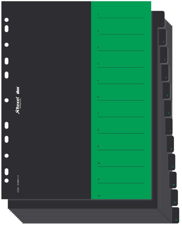 Divisori Dox Numerici 12 Posizioni Rexel D266112 5028252489836