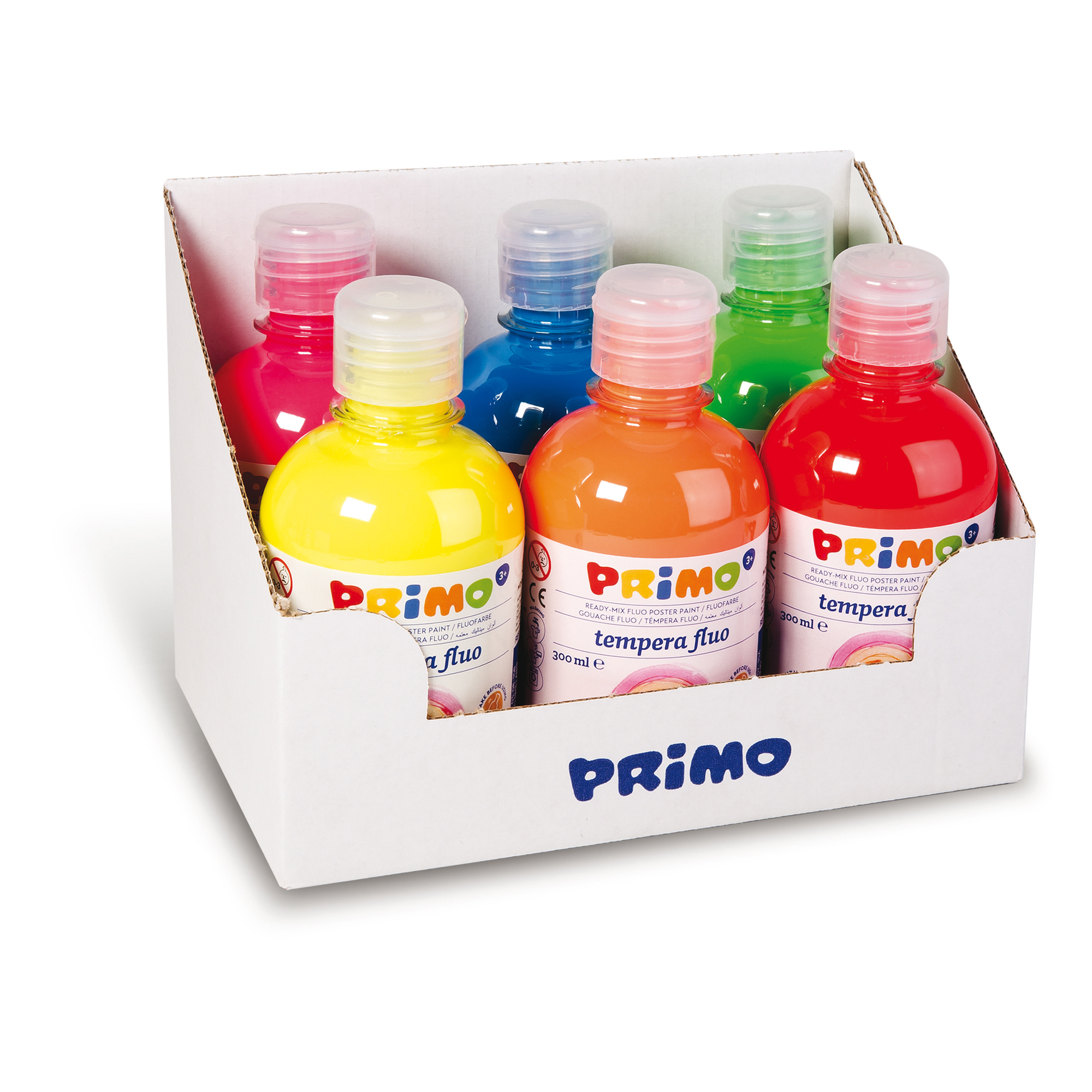 Box 6 Tempera Fluo 300ml Colori Assortiti Primo 255tf6ass 8006919315916