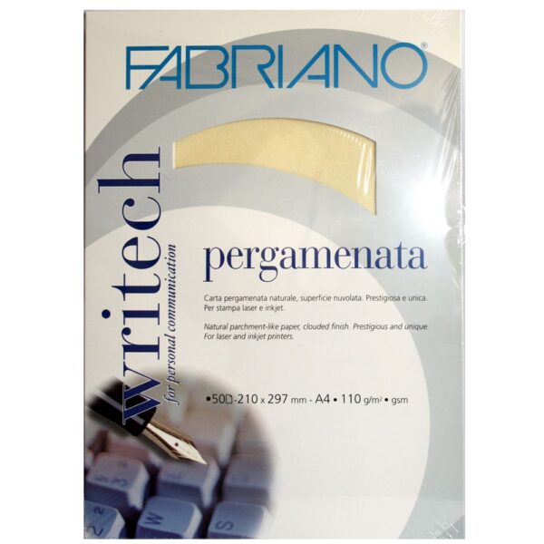 Carta Pergamenata Fabriano A4 Gr 110 Avorio Fg 50 Fabriano 54212975 8001348155546