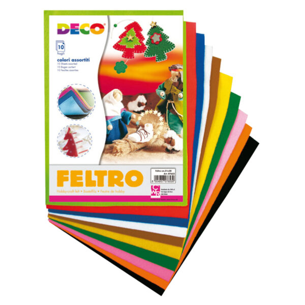 Feltro Colorato 21x30cm Colori Assortiti Conf 10 Fogli Deco 7653 8004957076530