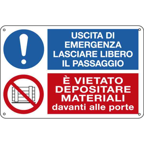 Cartello Alluminio 30x20cm 39 Uscita di Emergenza Vietato Depositare 39 E3541 8798330083542