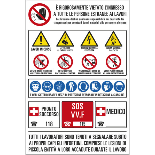 Cartello Polionda 67x100cm Cantiere Multisimbolo Po7001 8027983407000