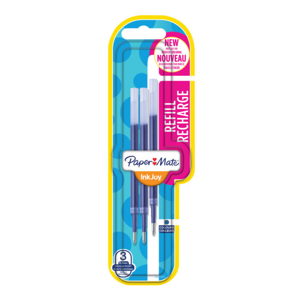 Blister 3 Refill Inkjoy Gel 0 7mm Blu Papermate 1957051 3501179570518