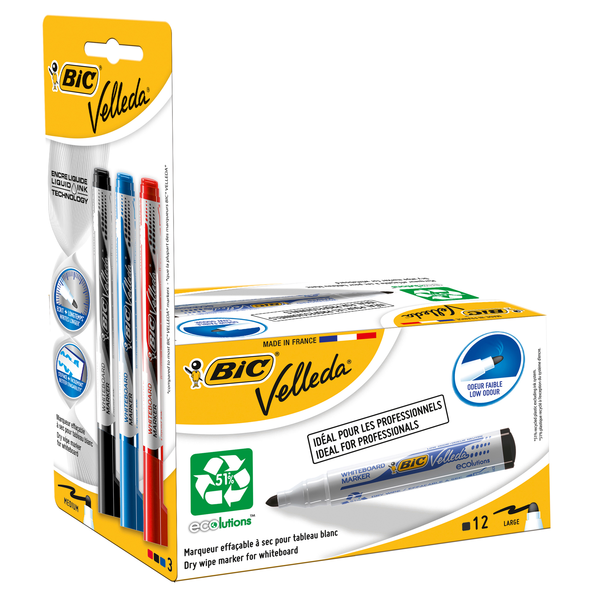 Promo Box 12pz Nero Whiteboard Velleda 1701 Recycled Bic 3 Ink Pocket N B R 942234 3086123450851