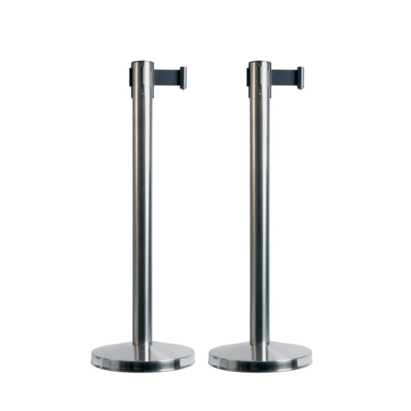 Set 2 Colonnine Segnapercorso con Nastro Nero 210cm Budget Retractable Securit Rs Rt Lw Ch 8719075282489