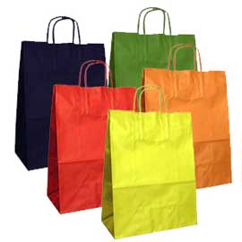 Blister 25 Shoppers Carta Kraft 36x12x41cm Twisted Colori Assortiti 79924 8029307082764