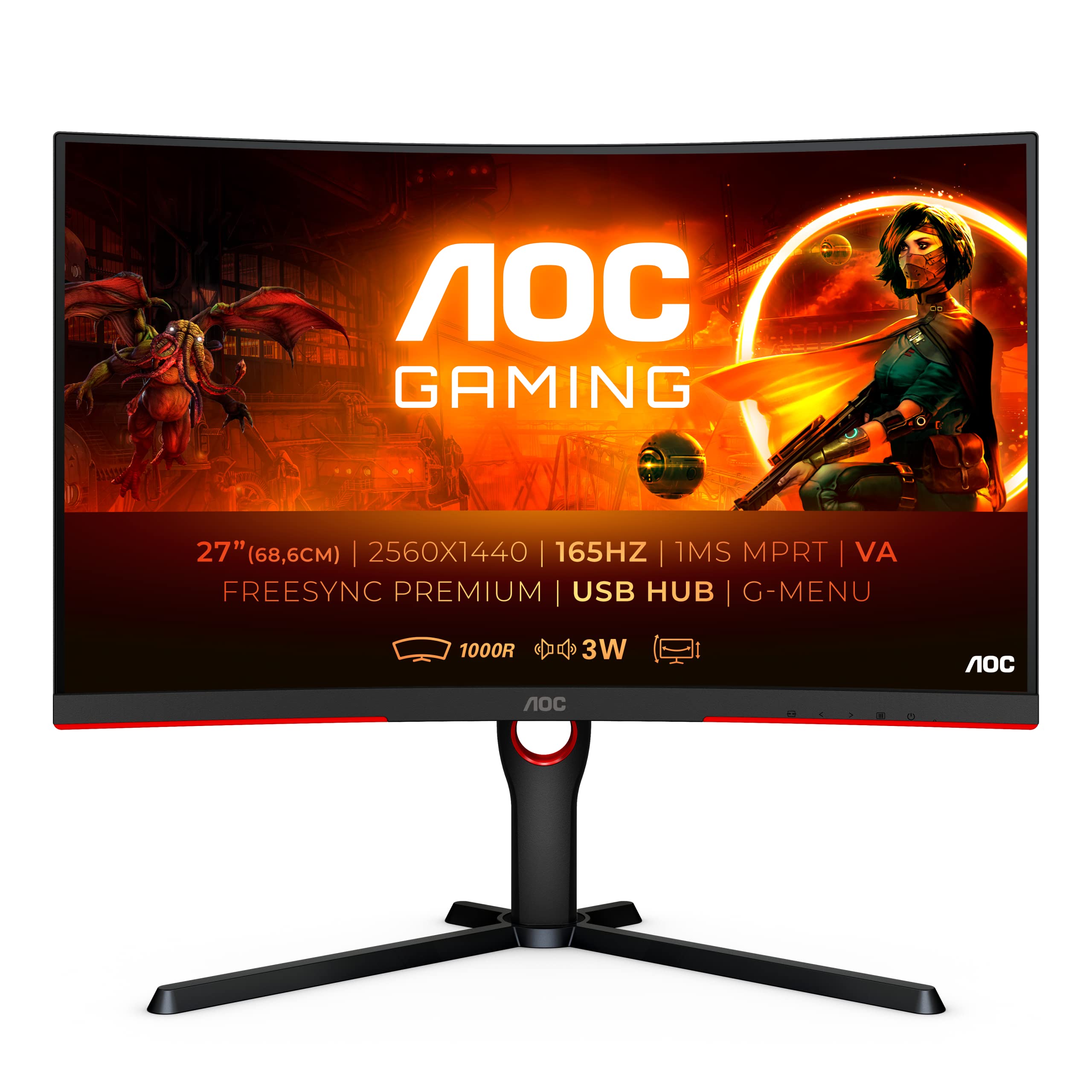 27 Monitor Aoc Gaming Va Qhd Aoc Cq27g3su Bk 4038986189644