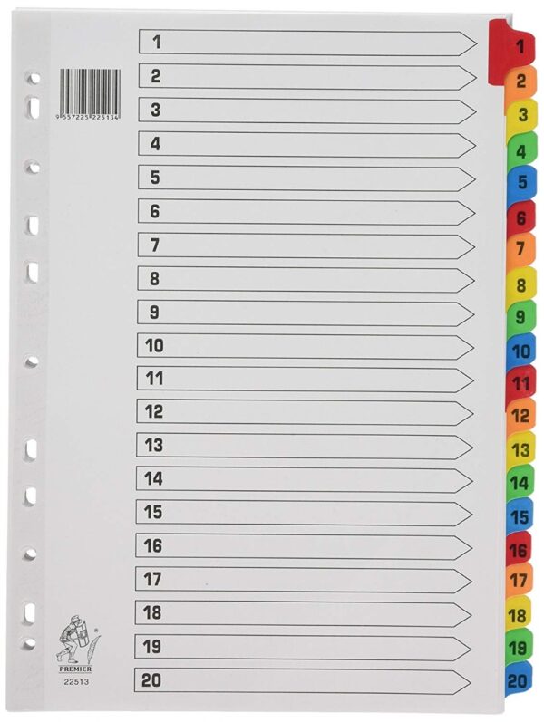 Divisori Mylar Numerici 20 Posizioni Rexel Acco75674 5028252027533