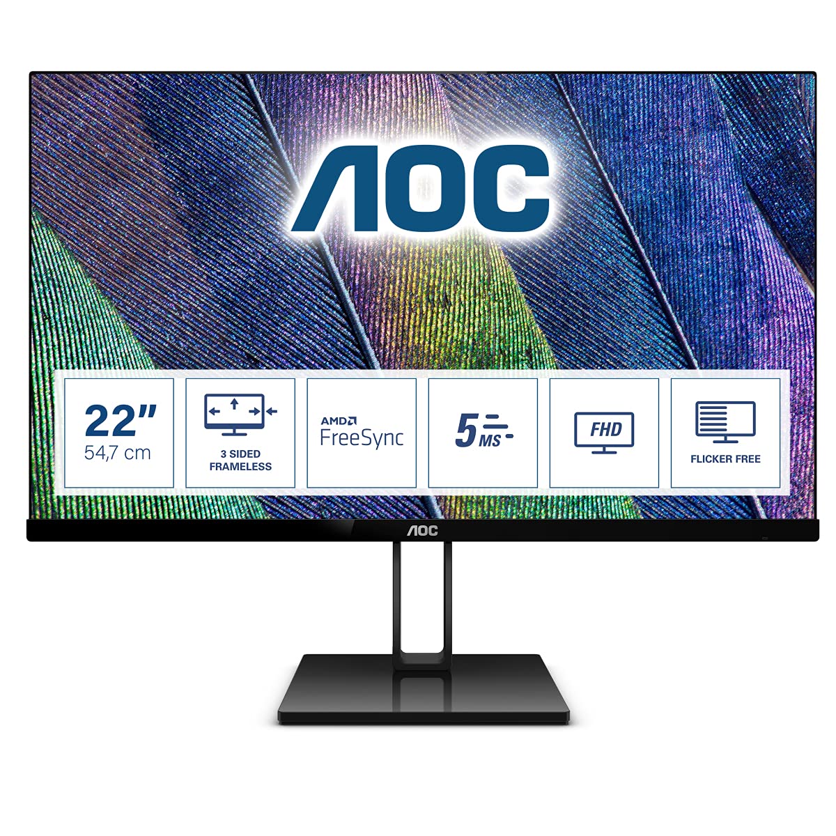 21 5in Lcd 1920x10180 4ms Aoc Monitors 22v2q 4038986126328