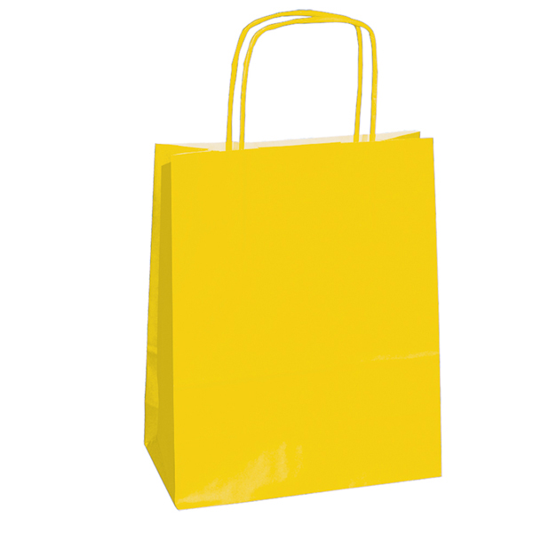 25 Shoppers Carta Kraft 14x9x20cm Twisted Giallo 79801 8029307079801