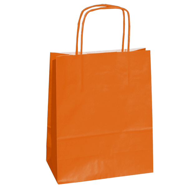 25 Shoppers Carta Kraft 14x9x20cm Twisted Arancio 79795 8029307079795