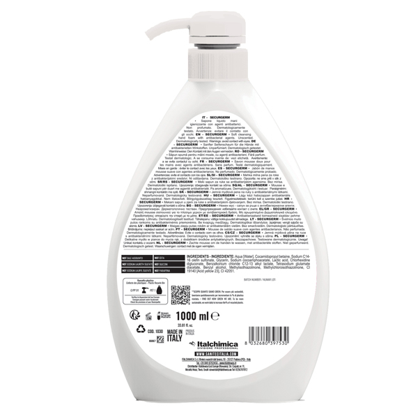 Sapone Liquido 1lt con Antibatterico Securgerm Sanitec 1030 8032680397530