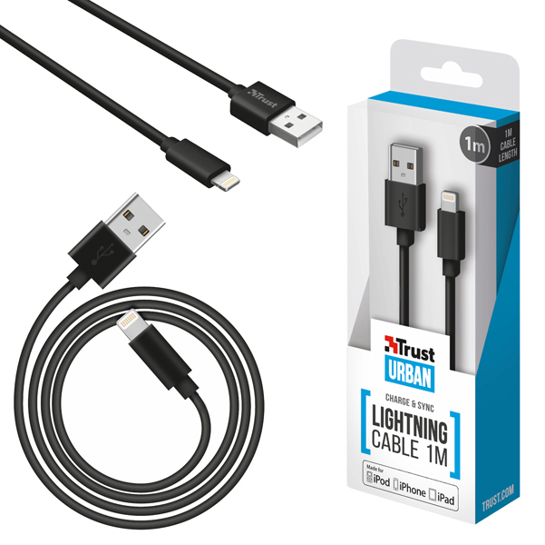 Cavo Lightning Usb 1mt Nero Trust 22166 8713439221664