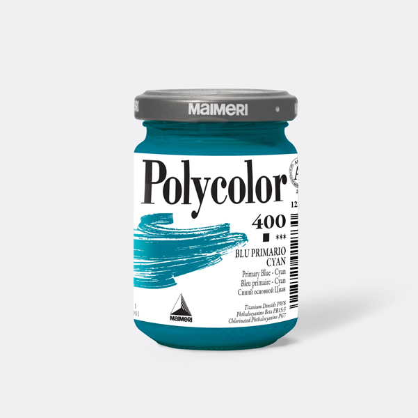 Colore Vinilico Polycolor Vasetto 140 Ml Blu Primario Cyan Maimeri M1220400 8018721012730