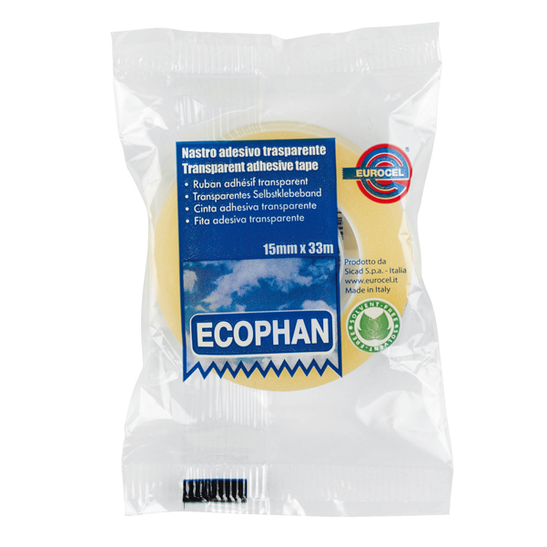 Nastro Adesivo Ecophan 15 Mm X 33 Mt in Caramella Trasparente Eurocel 8001814341671