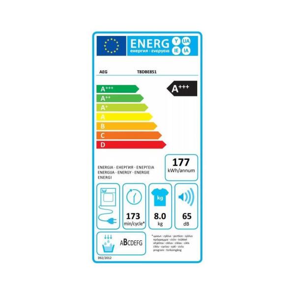 Asciugatrice T8dbe851 8kg a Aeg 916097986 7332543490790