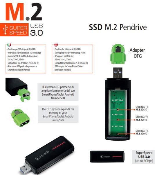 Ssd M 2 Pendrive Usb 3 0 Atlantis By Nilox A06 M2 103 8026974018997