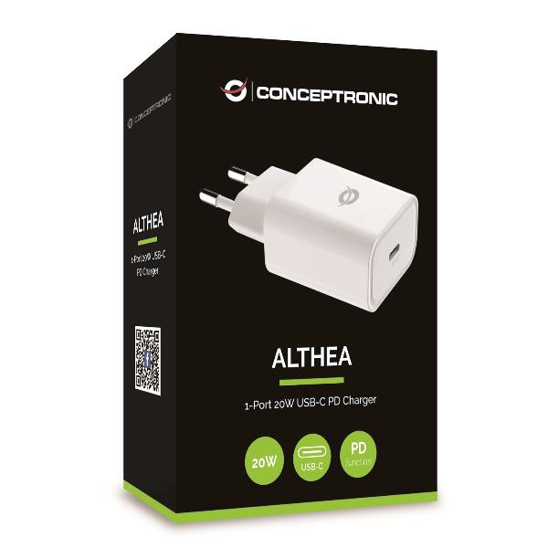 Mini Usb Charger 20w White Usb C Conceptronic Althea07w 4015867225066