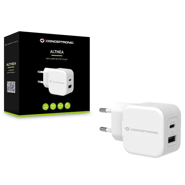 2 Port Usb Charger White Pd 20w Conceptronic Althea09w 4015867226353