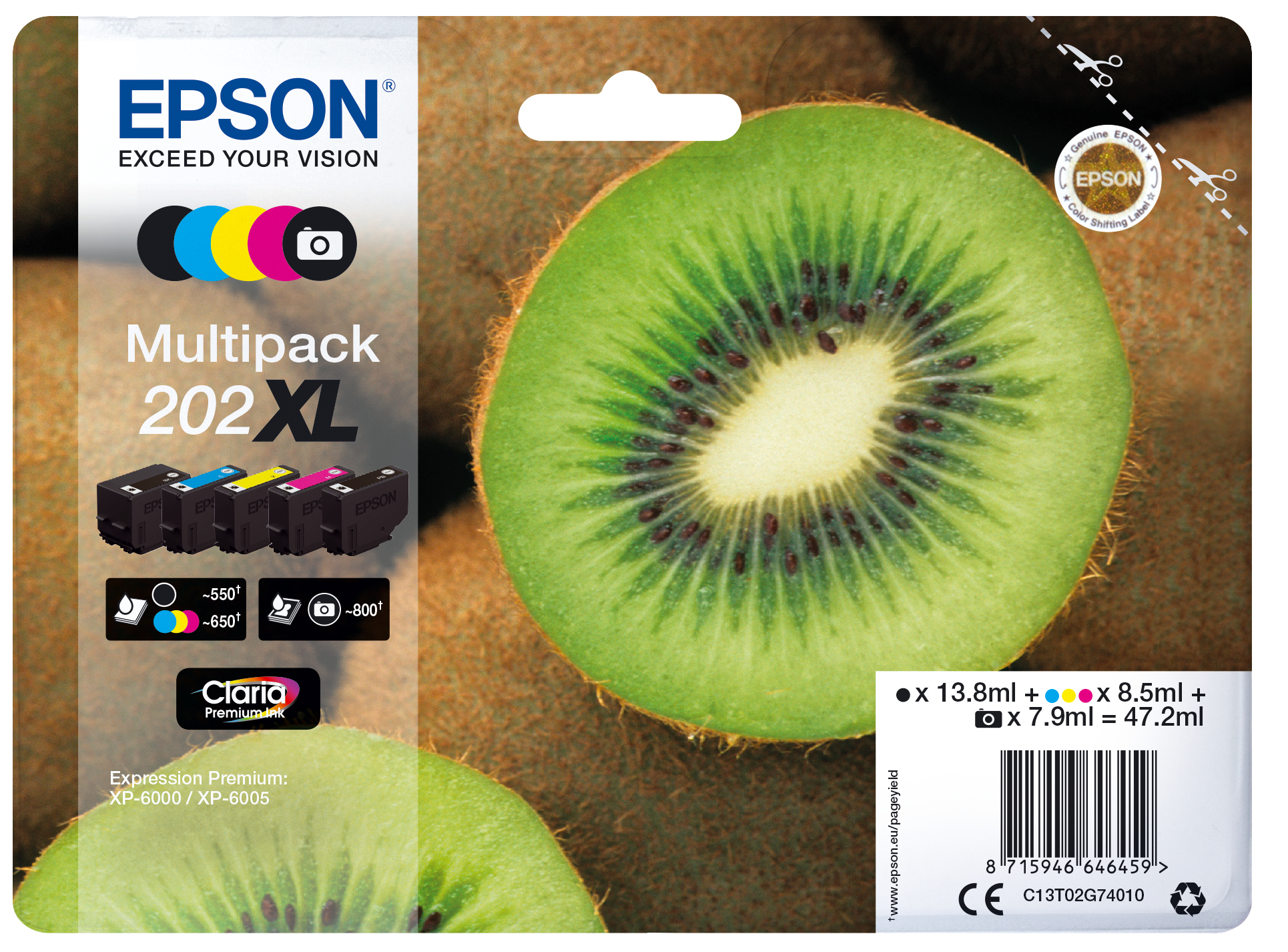 Cartuccia Multipack 202 Xl Kiwi C13t02g74010 8715946646459