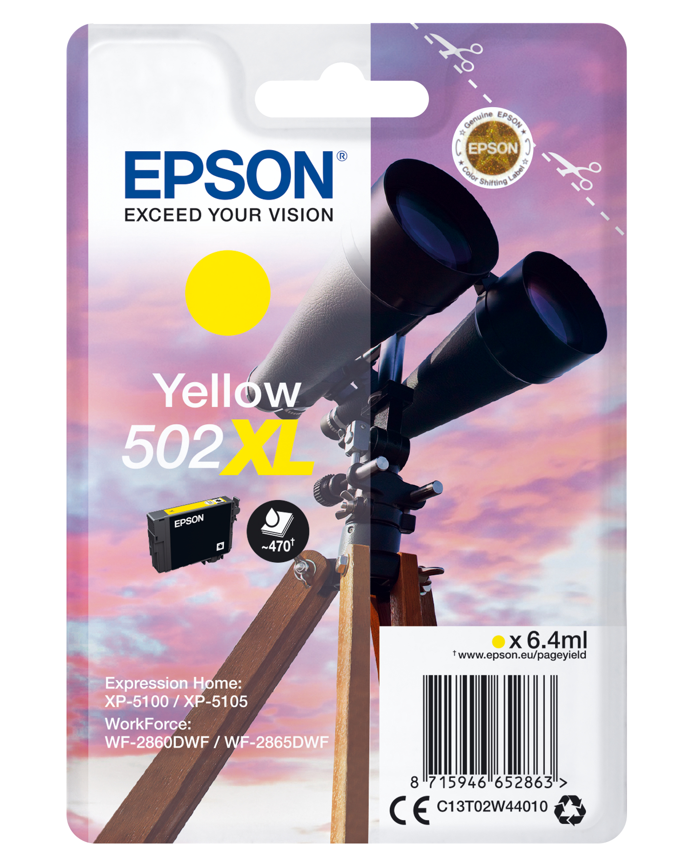 Binoculars Singlepack Yellow Xl Epson Consumer Ink S1 C13t02w44010 8715946652863
