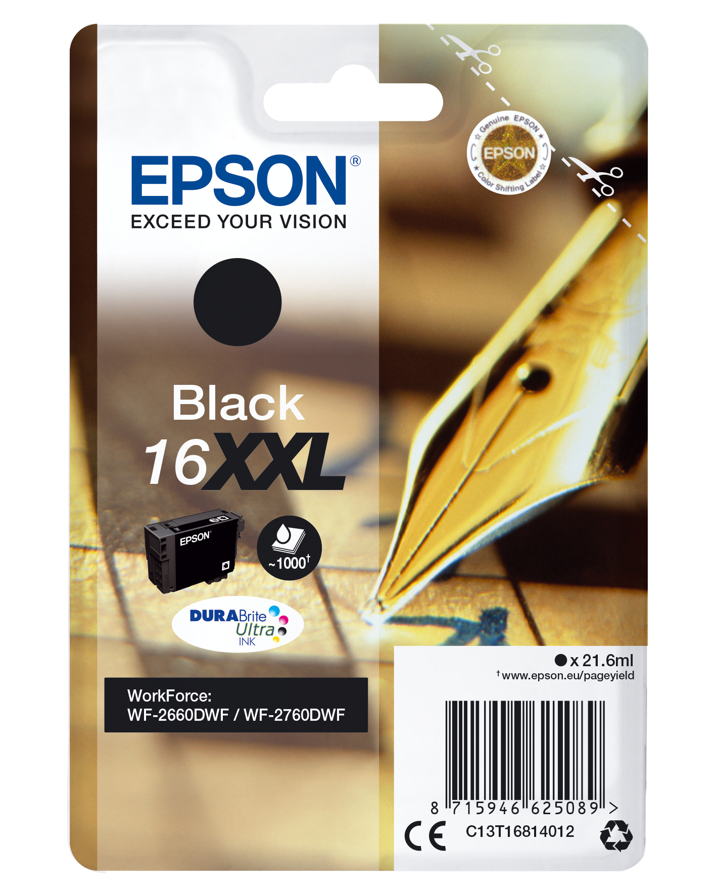 Singlepblack16xxldurabr Ultrink Epson Consumer Ink S1 C13t16814022 8715946625096