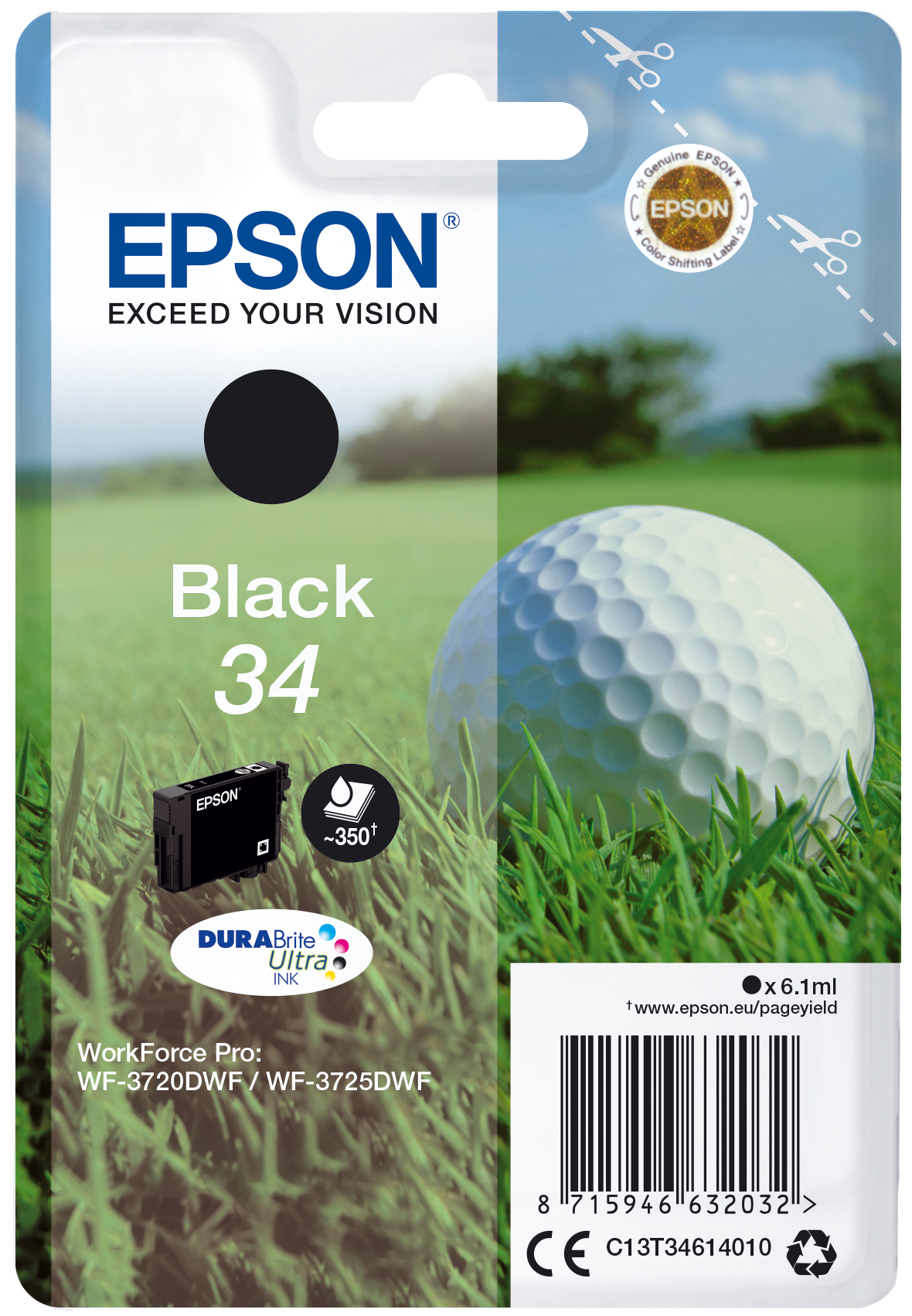 Singlepack Black 34 Epson Consumer Ink S1 C13t34614010 8715946632032