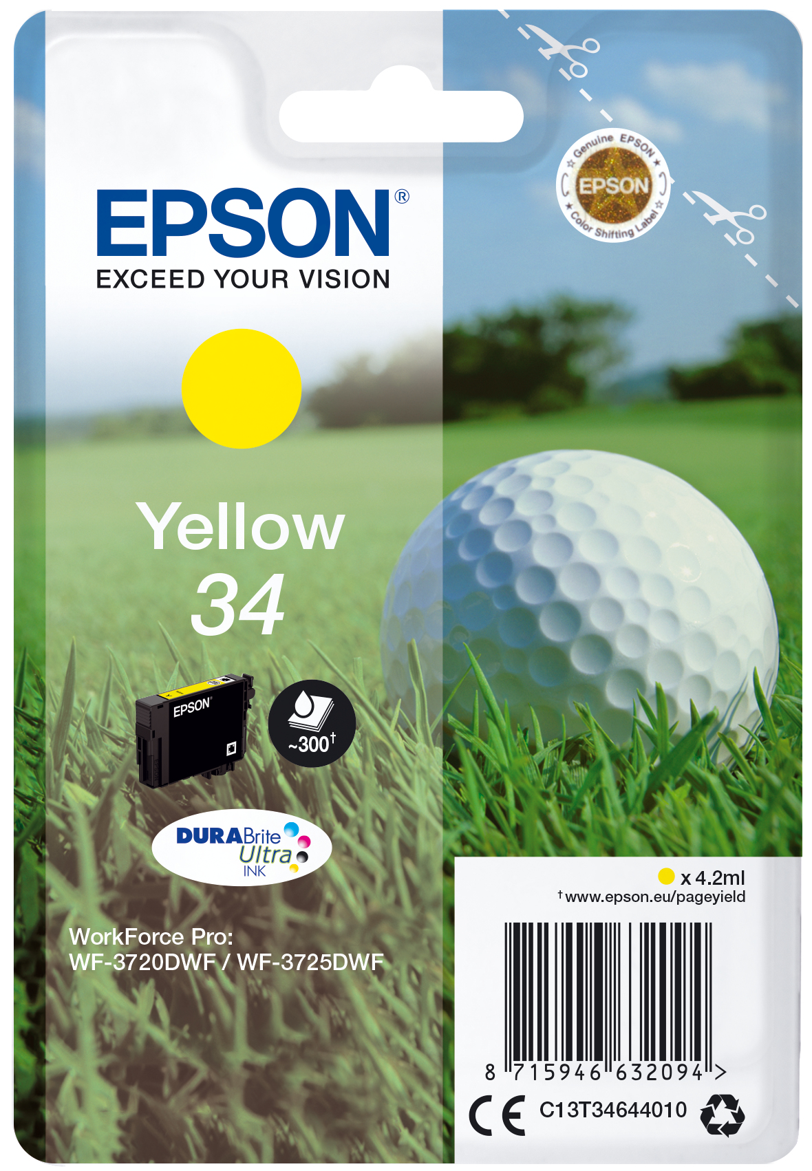 Cartuccia Inchiostro Giallo 34 Pallina da Golf C13t34644010 8715946632094