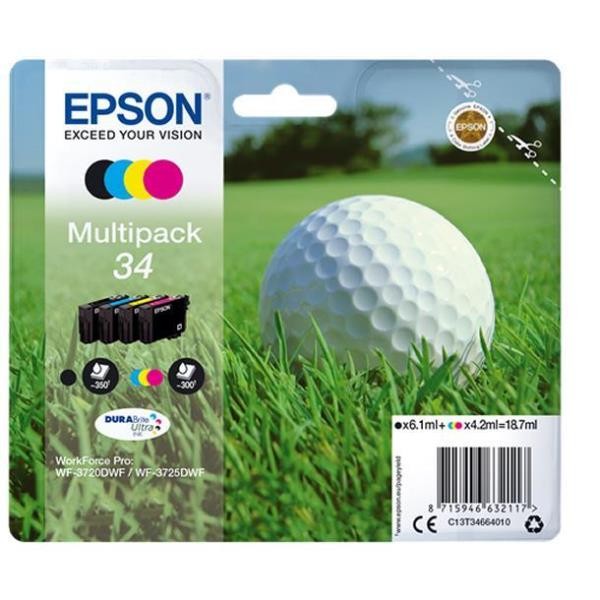 Multipack 4 Colours 34 Epson Consumer Ink S1 C13t34664010 8715946632117