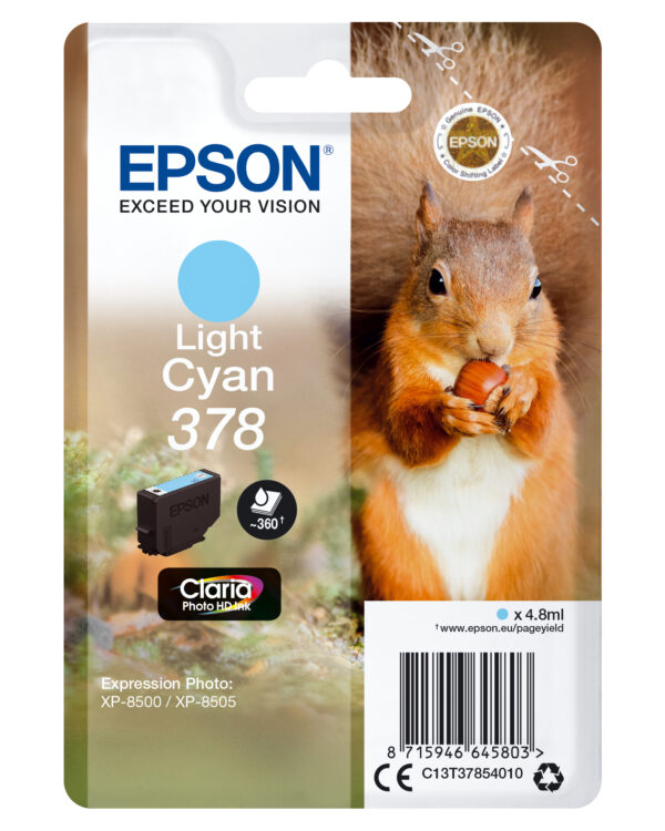 Singlepack Light Cyan 378 Epson Consumer Ink S1 C13t37854010 8715946645803