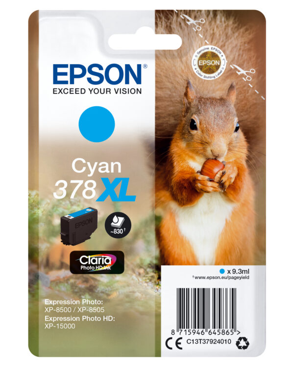 Singlepack Cyan 378xl Epson Consumer Ink S1 C13t37924010 8715946645865