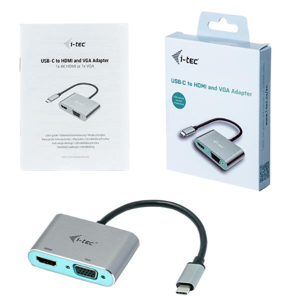 Usb C Metal Hdmi And Vga Adapter I Tec C31vgahdmiada 8595611702778