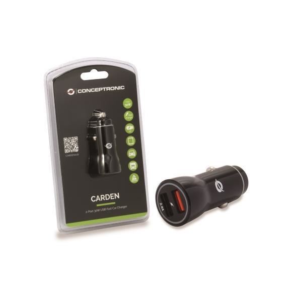 2 Port 33w Usb Car Fast Charger Conceptronic Carden01b 4015867208892
