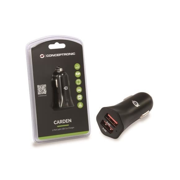 2 Port 24w Usb Car Charger Conceptronic Carden04b 4015867208922