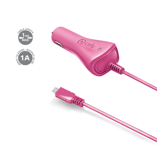 Car Charger 1a Microusb Pink Celly Ccmicrop 8021735090045