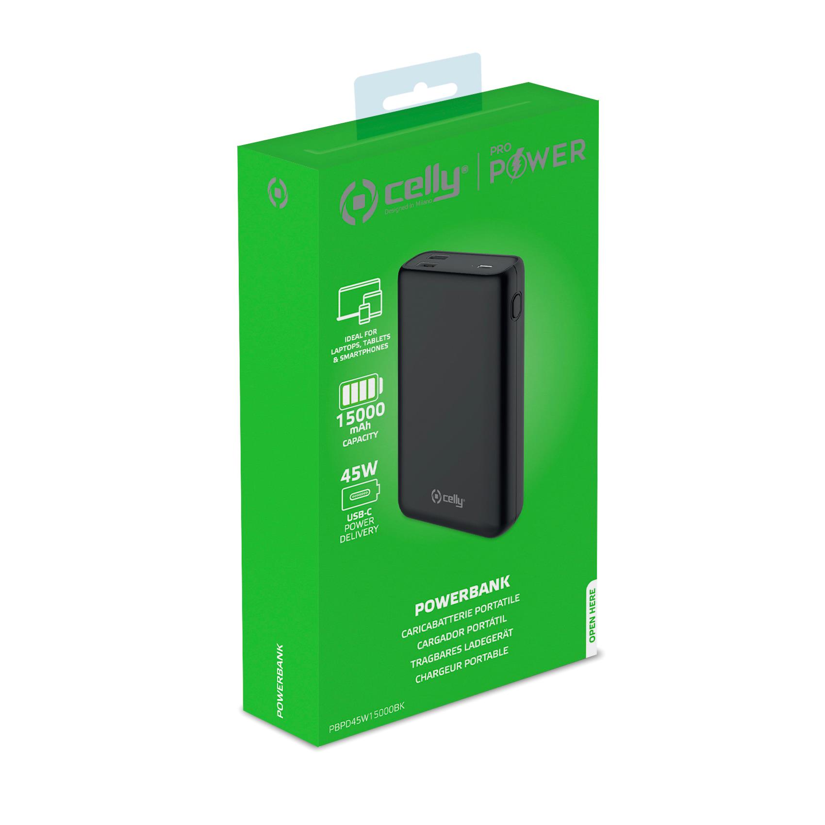 Powerbank Pd 45w 15000mah Bk Celly Pbpd45w15000bk 8021735760658