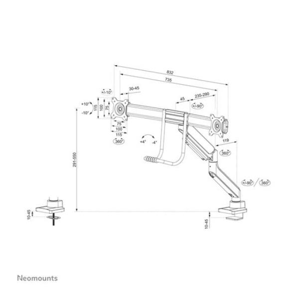 Supporto Scrivania Ds75 450bl2 Neomounts By Newstar Ds75 450bl2 8717371449476