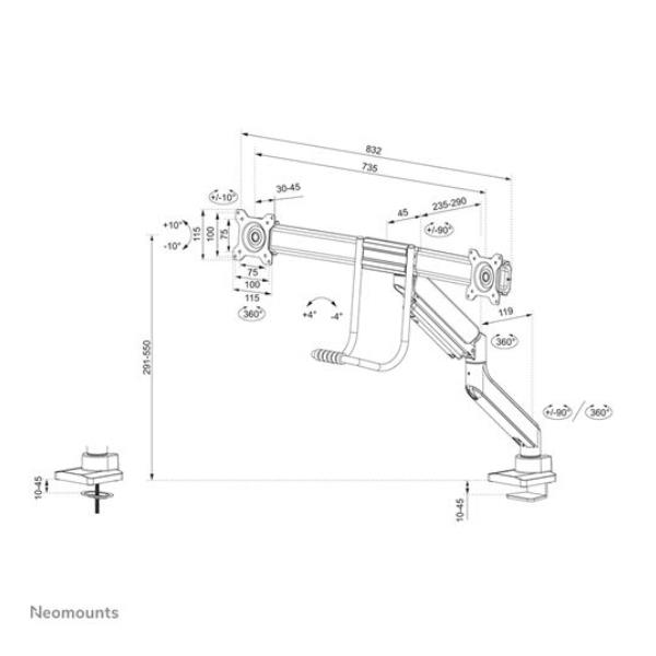 Supporto Scrivania Ds75 450wh2 Neomounts By Newstar Ds75 450wh2 8717371449490