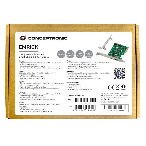 Usb 3 2 Gen 2 Pcie Card 1 Port Usb Conceptronic Emrick09g 4015867228005