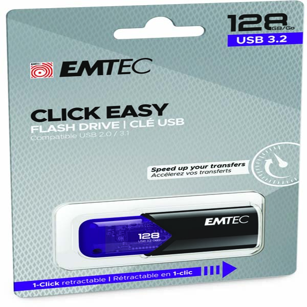 Emtec Memoria Usb B110 Usb3 2 Clickeasy 128gb Viola Ecmmd128gb113 3126170173188