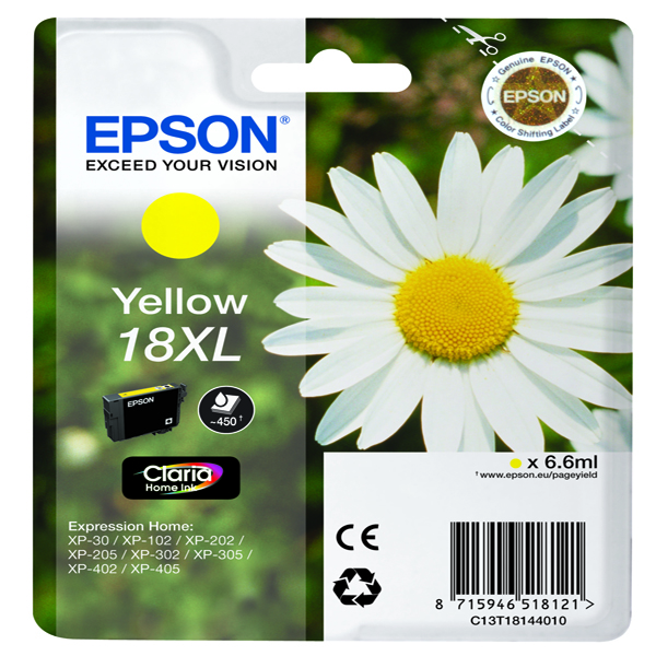 Cartuccia Giallo Epson Claria Home Serie 18xl Margherita in Confezione Blister R C13t18144012 8715946625263