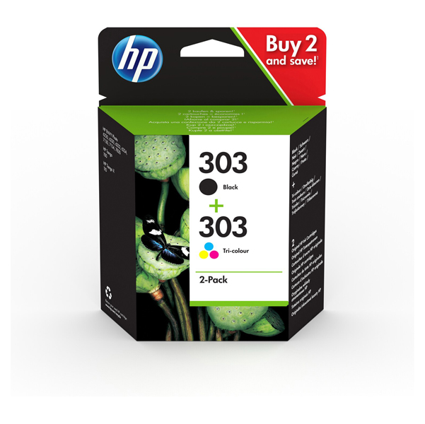 Confezione Hp 303 Cartuccia Combo 2 Pack Nero e Colore 3ym92ae 192545863988