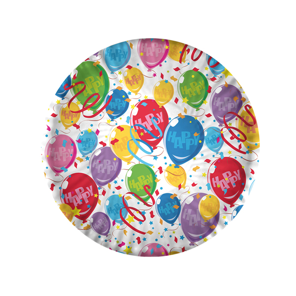 10 Piatti Carta Plastificata Happy Balloons 18cm Big Party 61221 8020834612219