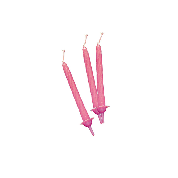 12 Candeline C Supporto H 8cm Rosa Big Party 70401 8020834704013